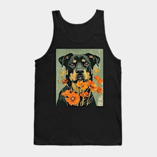 Rottweiler dog Flowers Photo Art Design For Dog Onwer Tank Top